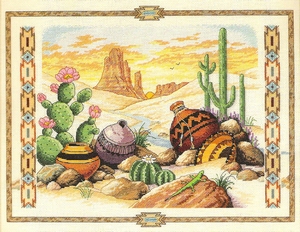 Cactussen en kruiken in de woestijn Cactussen en kruiken in de woestijn