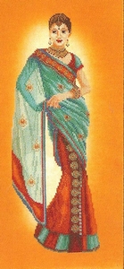Indische vrouw in blauwe sari Indische vrouw in blauwe sari